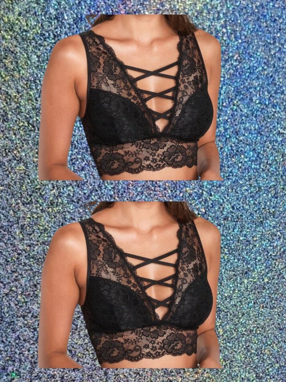 2 NWT Candie’s Bralette Bras Bundle Bandage Strappy Cage Black Lace S 32A/32B